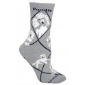 White Poodle Grey Socks